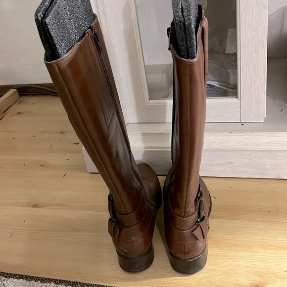 CLARKS Plaza Steer Brown Strappy Leather Riding boots Size 9 - Picture 4 of 14